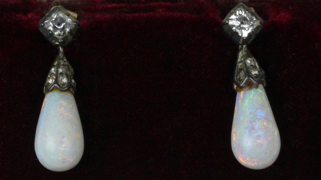 A pair of opal drop earrings of 1617b4