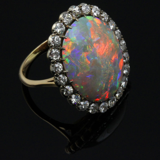 An Australian opal ring the oval