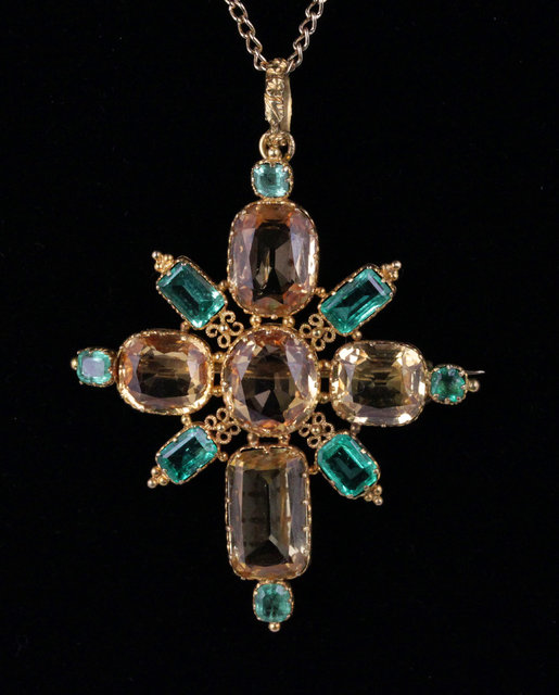 A Brazilian topaz and emerald set