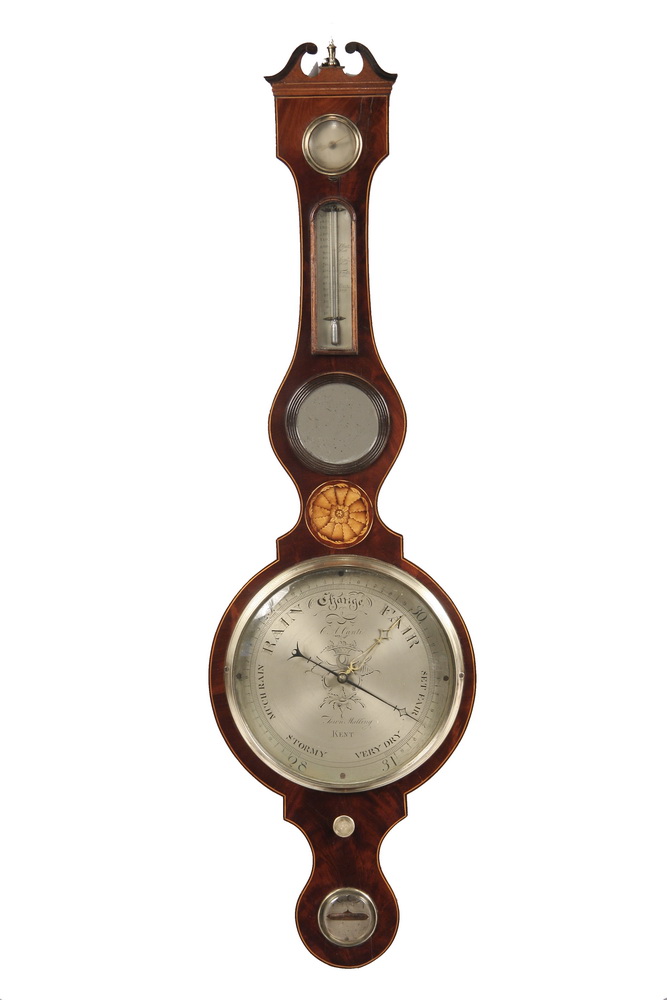 ENGLISH BANJO BAROMETER - Inlaid Mahogany