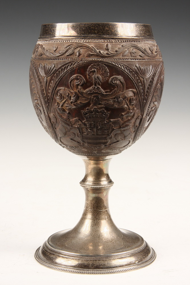 ENGLISH SILVER MOUNTED CARVED COCONUT 161860