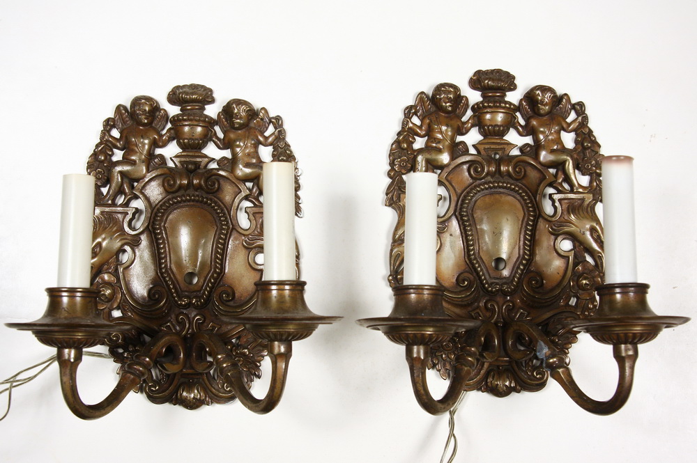 PAIR ENGLISH BRONZE SCONCES Pair 161896