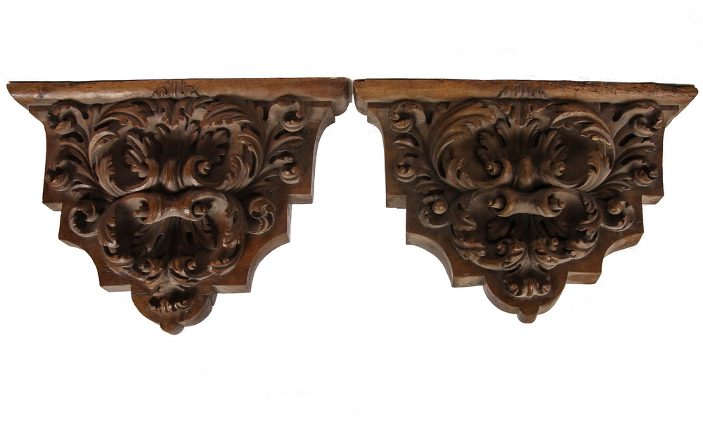 PAIR CARVED WOOD ARCHITECTURAL