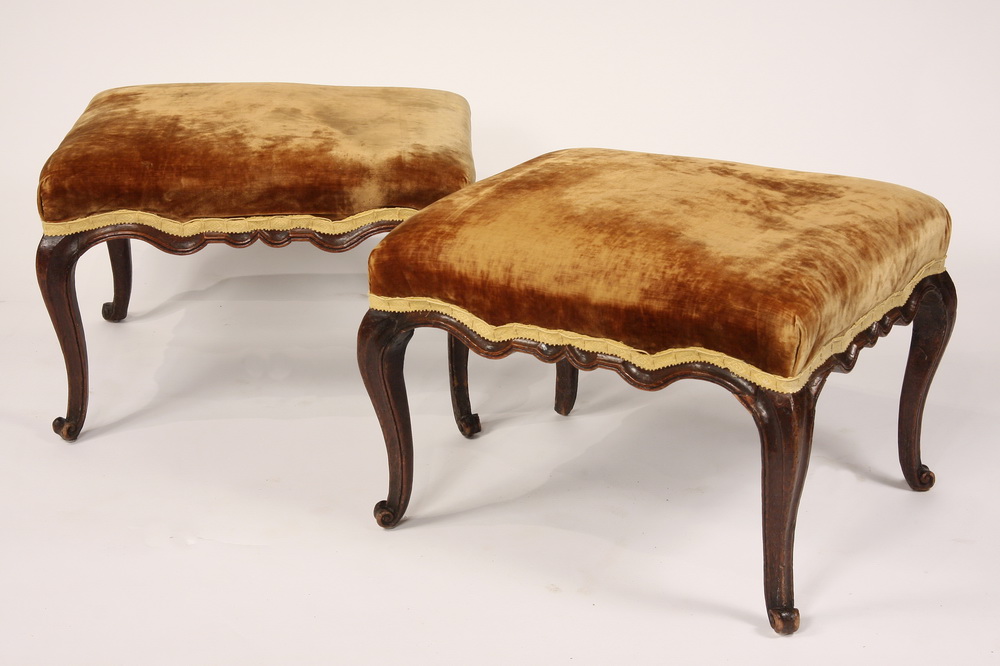 PAIR 18TH C FRENCH FOOTSTOOLS -