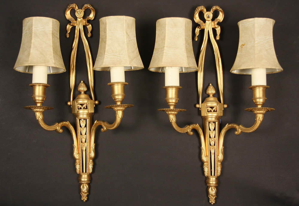 PAIR FRENCH GILT BRONZE SCONCES 1618a5