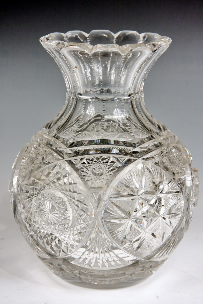 CUT CRYSTAL VASE Heavy Brilliant 1619a8