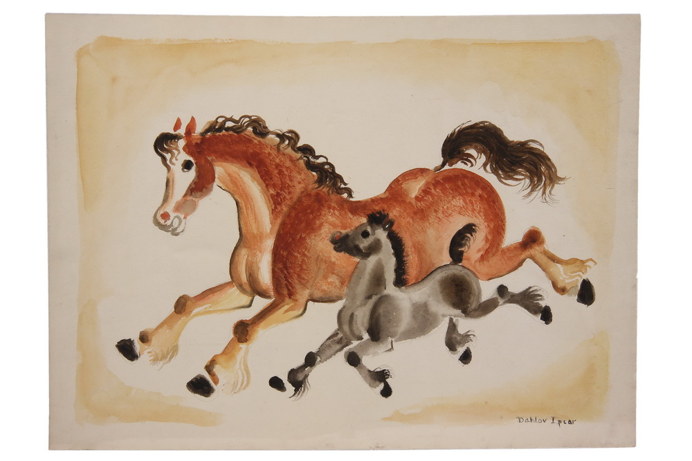 WATERCOLOR Frolicking Mare and 161a6a