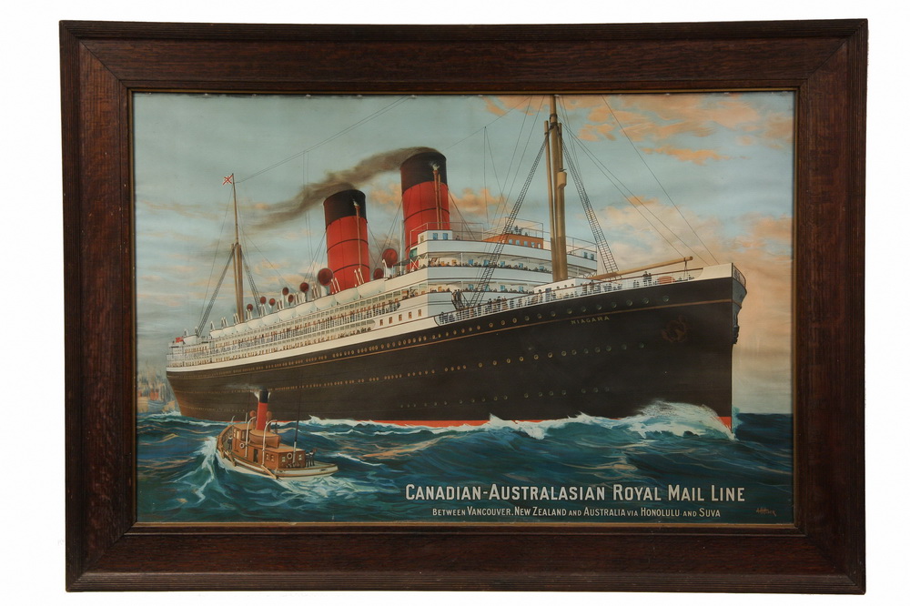 CHROMOLITHOGRAPH Ocean Liner 161ae3