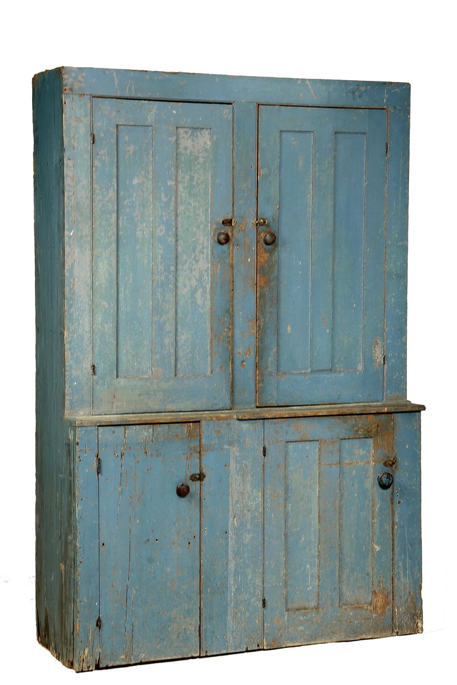 BLUE PAINTED CUPBOARD 19th c 161b24