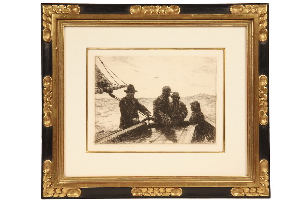 ETCHING Four Fishermen by Sears 161b93