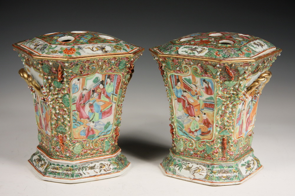 RARE PAIR OF CHINESE BOUGH POTS