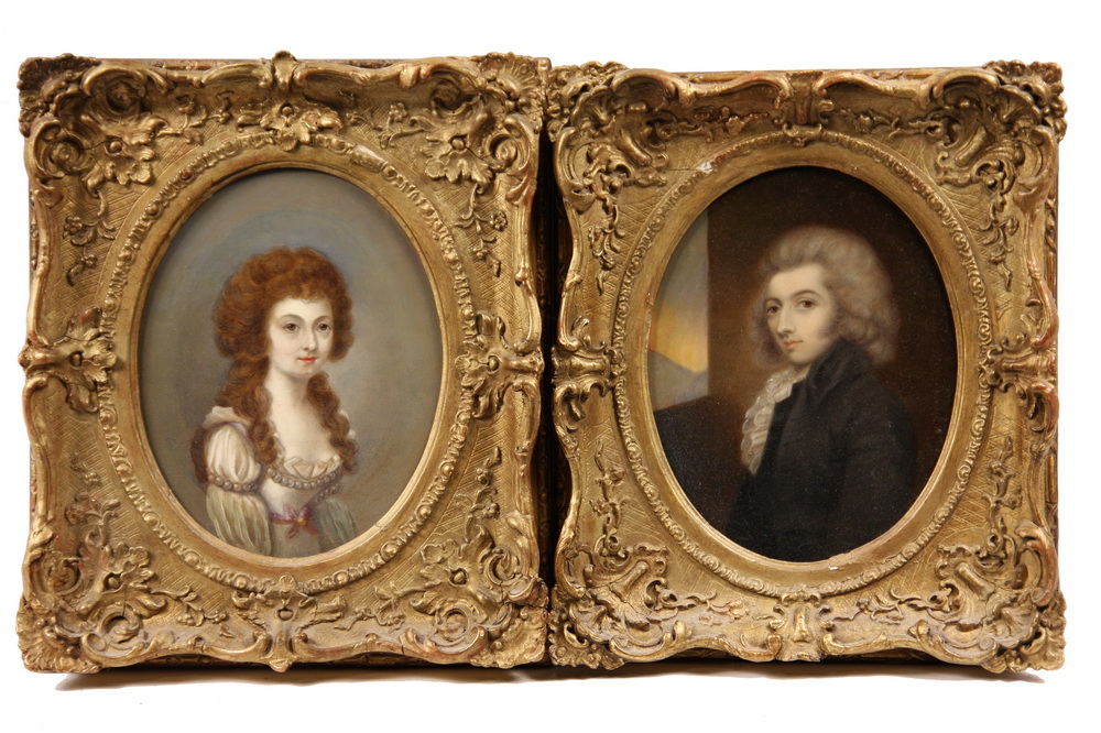 PAIR OOP S Early 19th c Portraits 161c1d