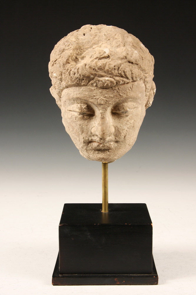 HEAD OF BUDDHA - Polychrome Limestone