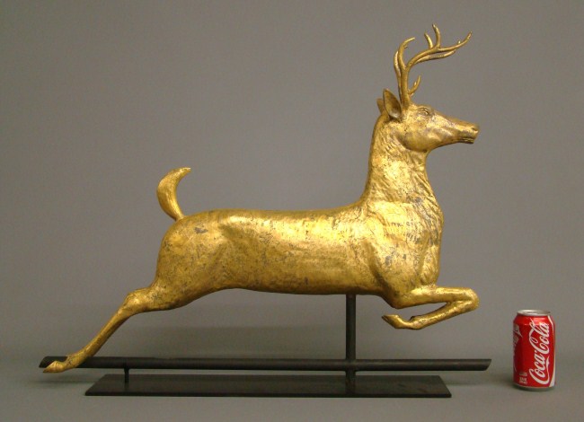 Leaping stag weathervane in gilt