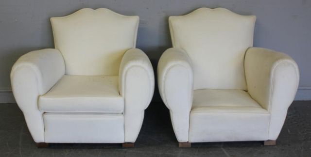 Pair of French Upholstered Club