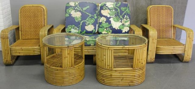 Great Vintage 5 Tube Rattan Set Including 15fa3b