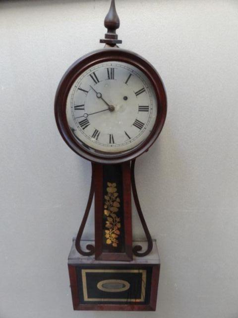 Antique Banjo Clock with Reverse Painted