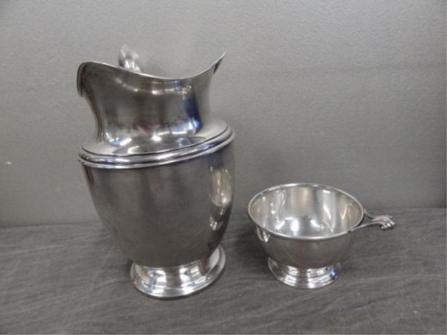 STERLING. 2 Pieces. Signed Pitcher