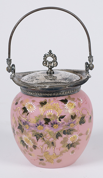 Victorian Enameled Glass Biscuit Jar