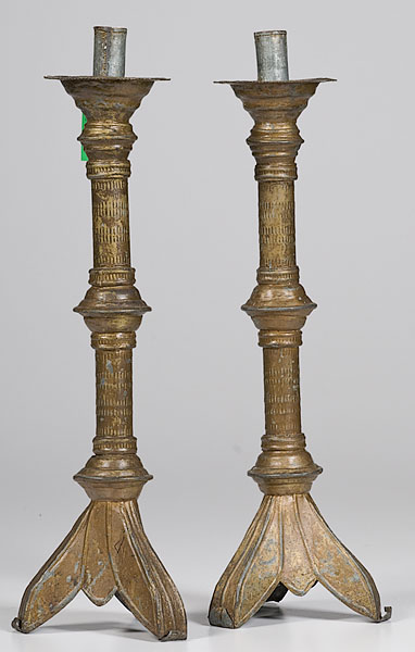 Pair of Metal Candle Sticks Continental 15fc79