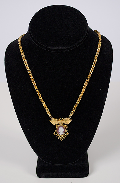 Rolled Gold Necklace with Cameo