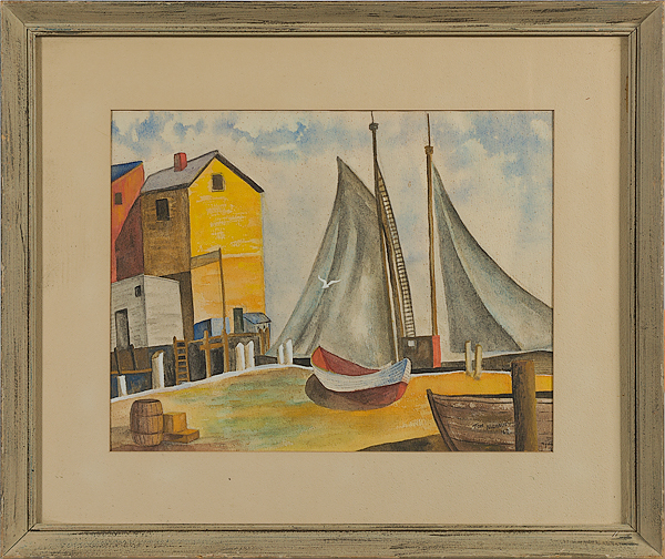 Harbor Scene by Tom Niehaus Watercolor 15fce7