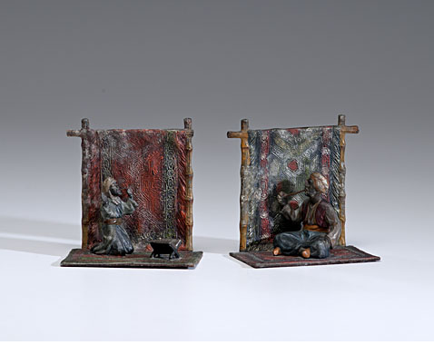 Cold-painted Bronze Bookends Continental