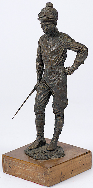 Standing Bronze Jockey on Wooden 15fd16