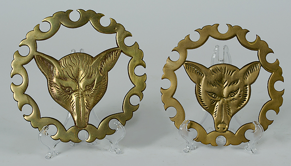 Brass Trivets with Fox Heads 20th