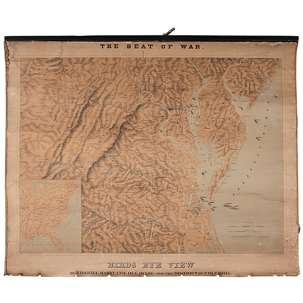 Rare Topographic Civil War Map Birds