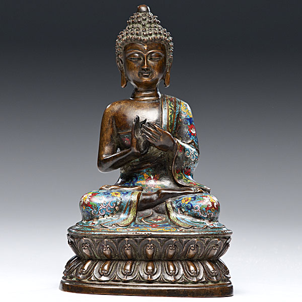 Bronze Chinese Cloisonn Buddha 15ffc1