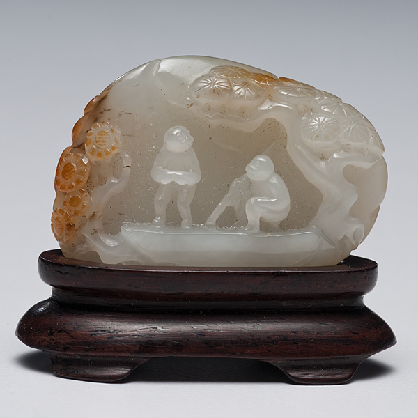 Miniature Chinese Carved Jade Boulder