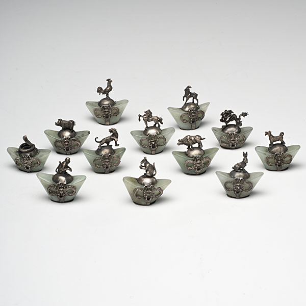 Chinese Soochow Jade and Silver Zodiac