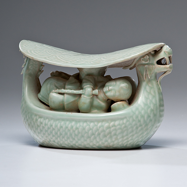 Celadon Pillow Chinese. A porcelain