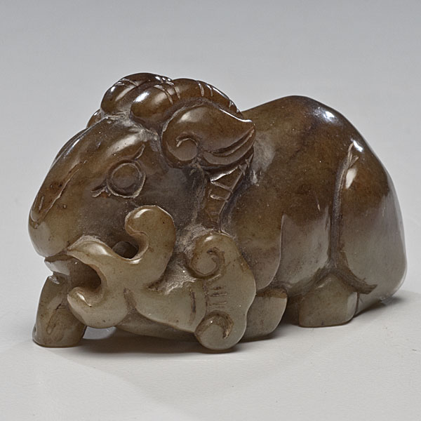 Chinese Carved Jade Ram Chinese