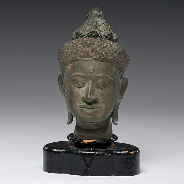 Thai Bronze Buddha Head Thai an Ayutthaya-style