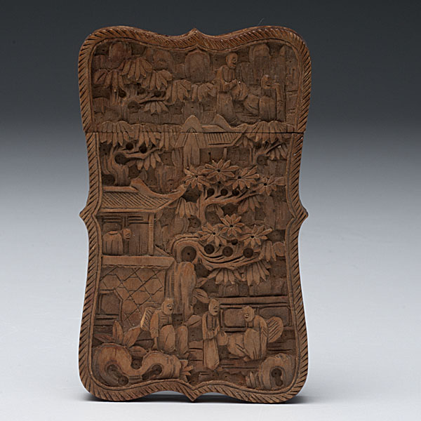 Chinese Carved Wooden Card Case 160078