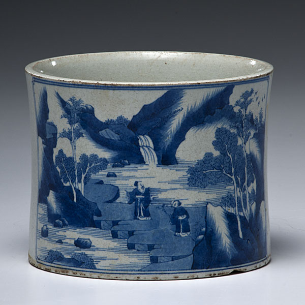 Blue and White Brush Pot Chinese