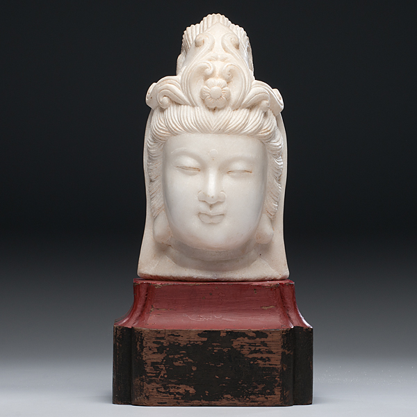 Chinese Carved Marble Guanyin Bust 1600b5