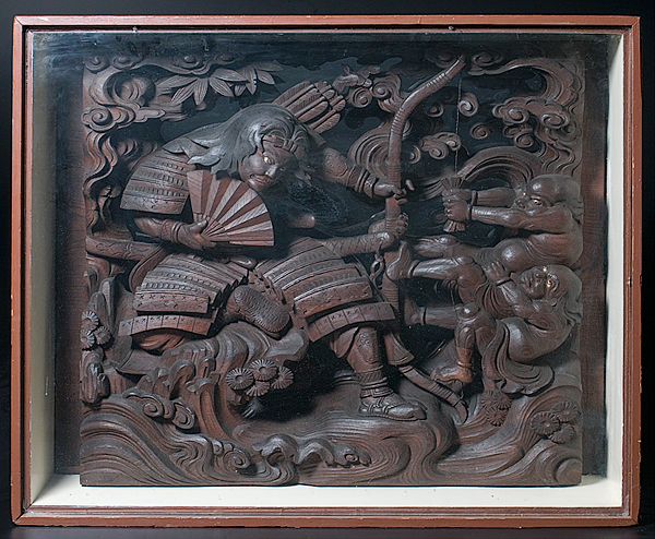 Large Japanese Relief Carved Samurai 1600f4