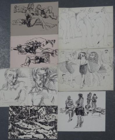 GRIPPE Peter. 8 Original Works on Paper.Pen