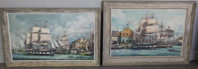 MAFFEI. Two Nautical Oil Paintings.Two