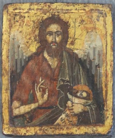 Greek Icon on Wood Panel. Possibly