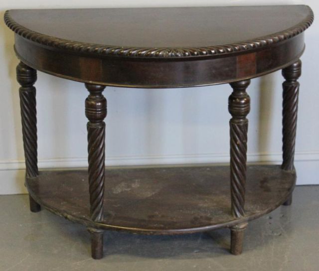 Mahogany Demilune Console With 16012b