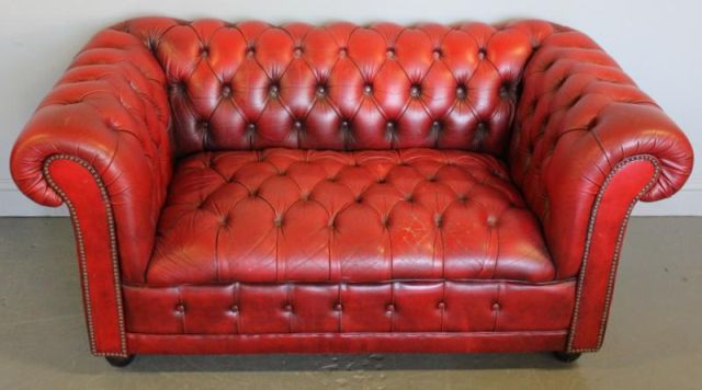 Red Leather Chesterfield Sofa From 16014e