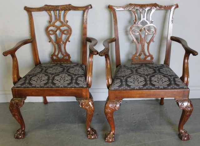 Pair of Signed Baker Mahogany Chippendale 16014a