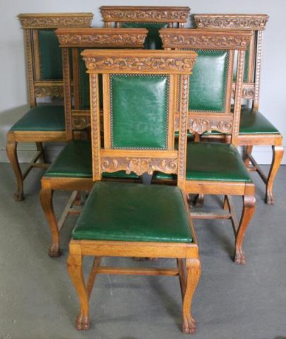 Set of 6 Carved Oak Dining Chairs 16016d