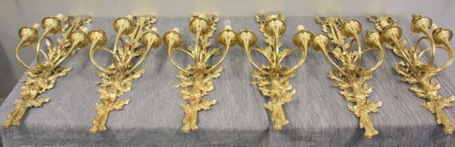 6 Dore Bronze Sconces From a Rye 160185