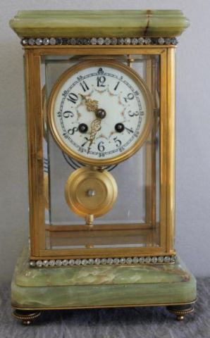 Alabaster and Crystal Regulator Clock.From