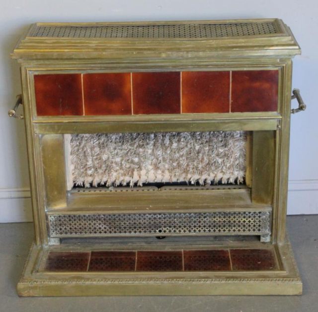 Brass and Tiled Vintage Fire Place.From
